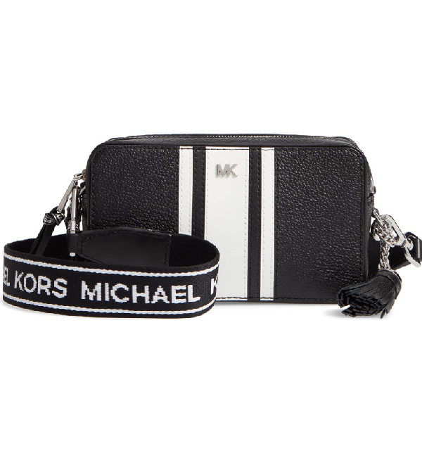 michael kors black and white striped purse
