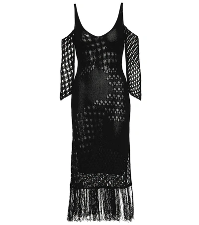Altuzarra Octavia Fringed Crocheted Cotton-blend Midi Dress In Black