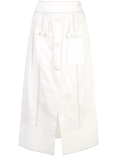 Rosie Assoulin Front Slit Skirt In White