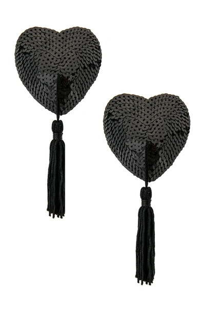 Bristols6 Black Sequin Hearts With Black Tassels