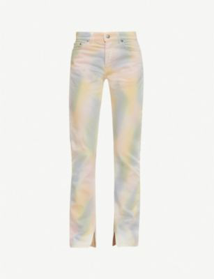 Ganni Shiloh Tie-dye Straight-leg Mid-rise Jeans In Rainbow | ModeSens