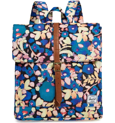 Herschel Supply Co City Mid Volume Backpack - Pink In Paint Floral/tan Synthc Leath
