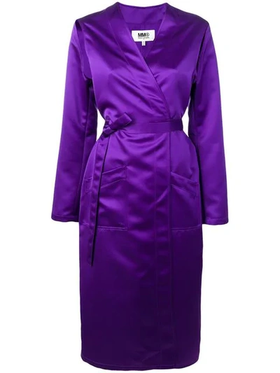 Mm6 Maison Margiela Belted Coat In Purple
