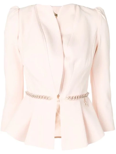 Elisabetta Franchi Belted Blazer Jacket In Pink
