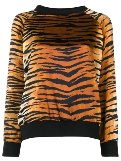Alexandre Vauthier Tiger Printed Sweatshirt In Brown