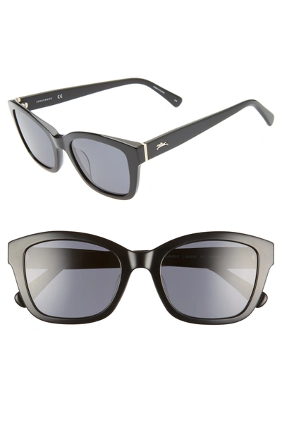 Longchamp Heritage 53mm Polarized Square Sunglasses - Black