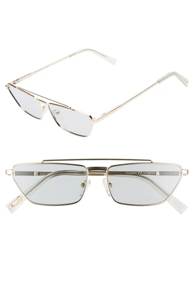 Le Specs Electricool 57mm Polarized Cat Eye Aviator Sunglasses - Gold/ Grey Tint