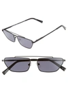 Le Specs Electricool 57mm Cat Eye Aviator Sunglasses - Matte Black/ Smoke
