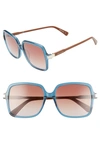 Longchamp Le Pliage 55mm Gradient Square Sunglasses In Blue/ Brown Pliage
