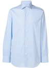 Finamore 1925 Napoli Striped Pointed Collar Shirt In Blue