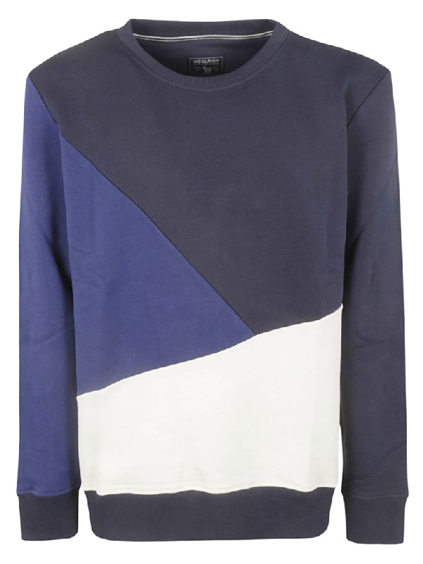 Woolrich Color Block Sweatshirt In Melton Blue | ModeSens