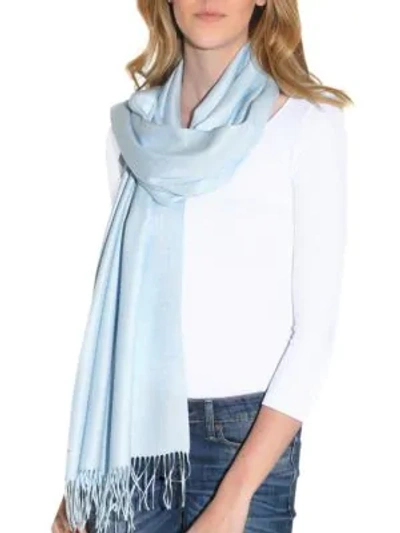 Amicale Classic Fringe Wrap In Blue