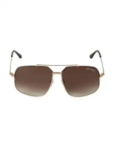 Tom Ford 60mm Square Browline Sunglasses In Dark Brown