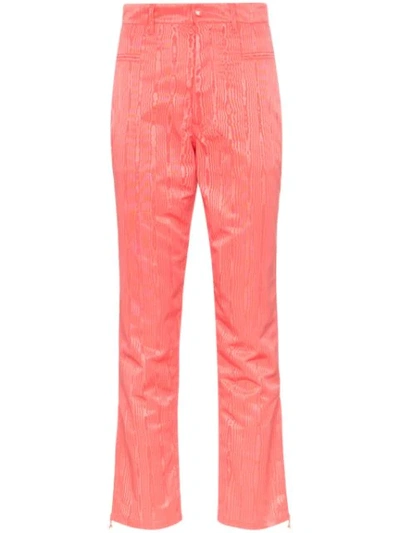 Marine Serre Textural-jacquard Cropped Trousers In Pink