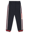 Gucci Kids Navy Cotton Track Pants In 4275 Urbanblue/green