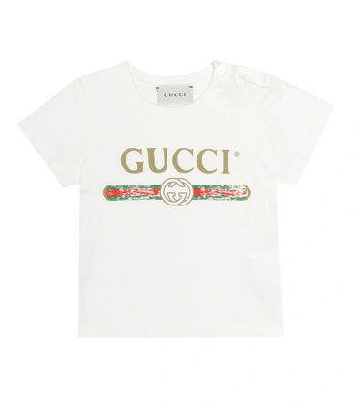 Gucci Babies' Boys White Kids Vintage Logo-print Cotton T-shirt 3-36 Months 36 Months In White,gree