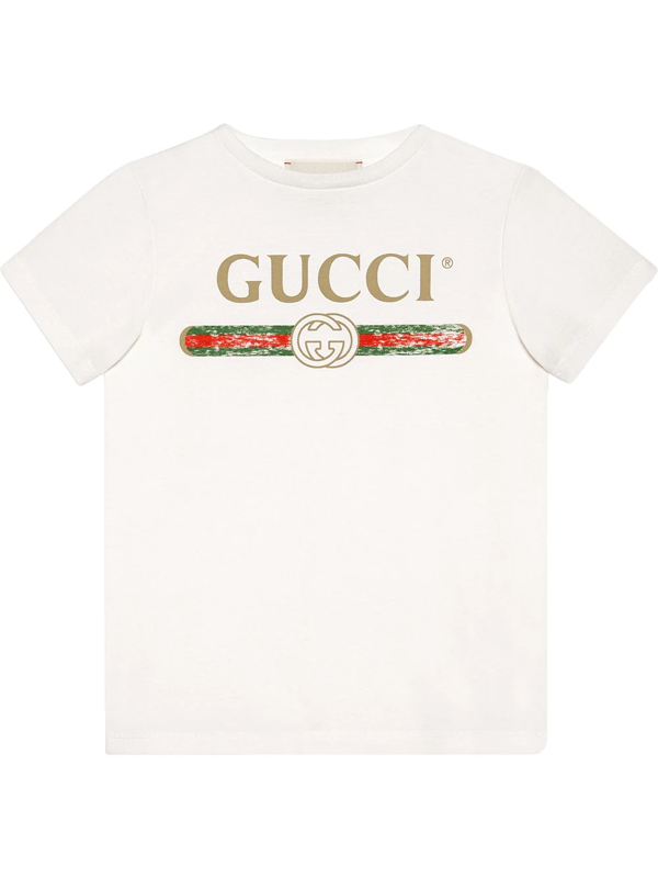 Gucci Kids' Jersey T-shirt With Logo Print In White | ModeSens