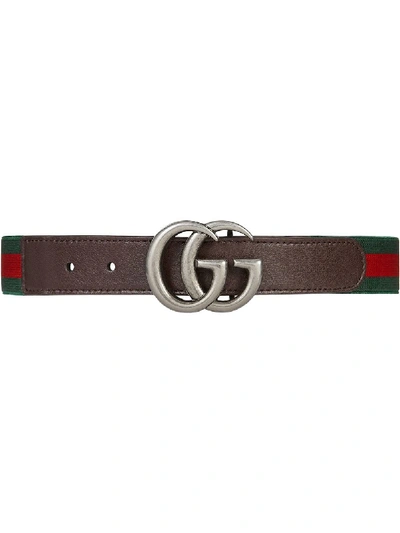Gucci Kids' Gg Web Stripe Elastic Belt 2-8 Years In Green/red/green
