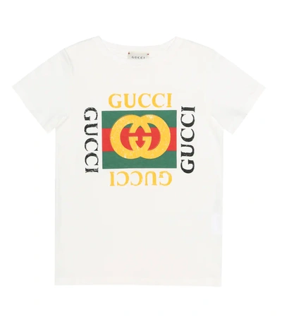 Gucci Kids' Logo Print Cotton Jersey T-shirt In White
