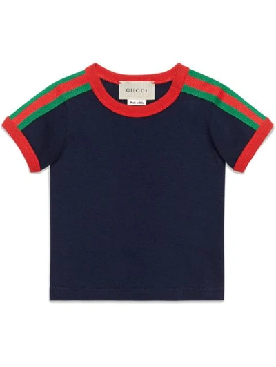 Gucci Baby T-shirt With Web And Kingsnake In Blue