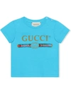 Gucci Baby T-shirt With  Logo In Blue