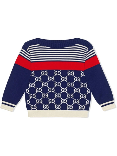Gucci Kids' Children's Gg And Stripes Knit Jumper In Blue