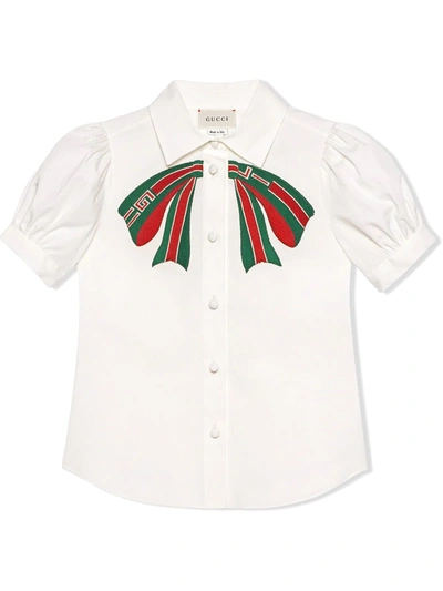 Gucci Kids' Children's Cotton Shirt With Bow In White
