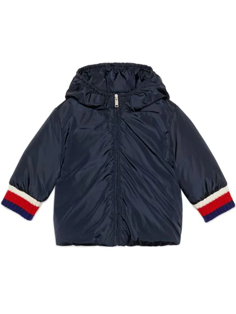 Gucci Baby Nylon Jacket With Logo In Blue | ModeSens