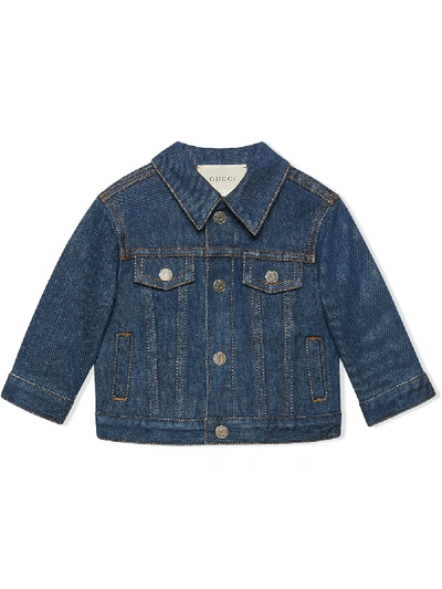 Gucci Baby Denim Jacket With  Logo In Blue