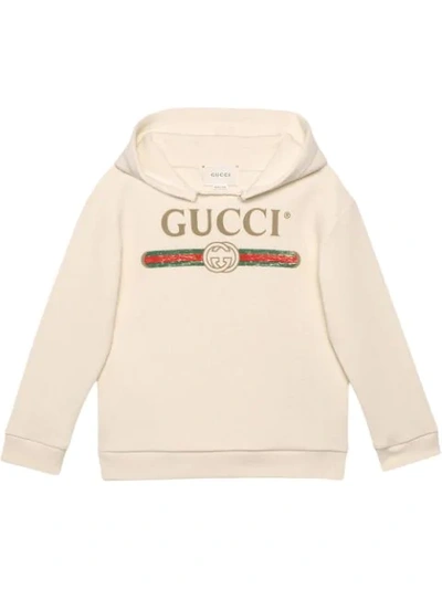 Gucci Baby Off-white Logo Hoodie In Ivory