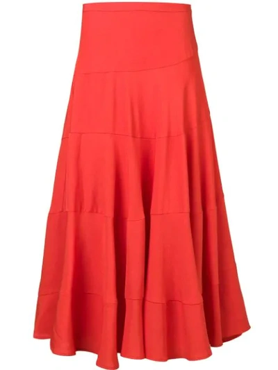 Isa Arfen Twirl Midi Skirt In Orange