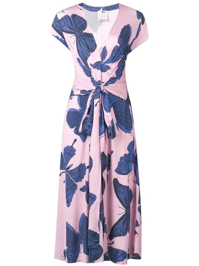Ultràchic Butterfly Print Wrap Dress In Pink