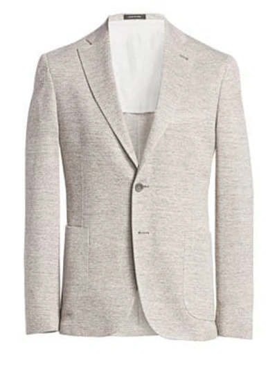 Saks Fifth Avenue Collection Linen-blend Blazer In Tan