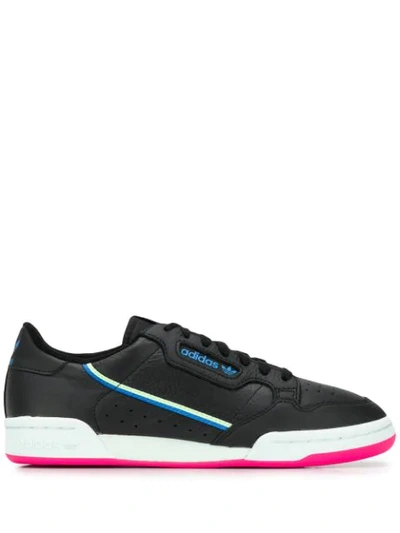 Adidas Originals Continental 80 Leather Low-top Sneakers In Black/ Hi-res Yellow/ Blue