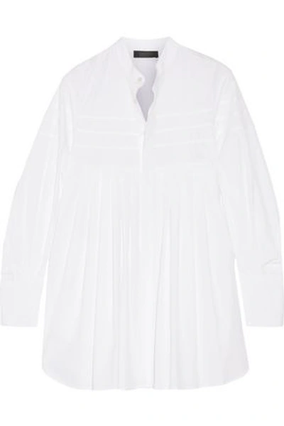 Calvin Klein Collection Woman Belted Pleated Cotton-poplin Tunic White