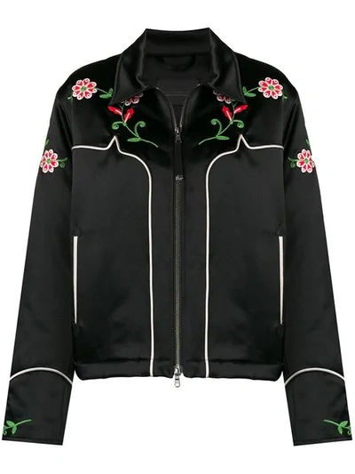 Diesel Black Gold Cropped Jacket In Embroidered Duchesse In Black