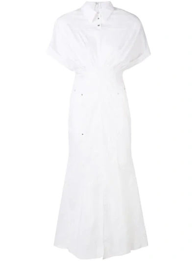 Talbot Runhof Long Shirt Dress In White