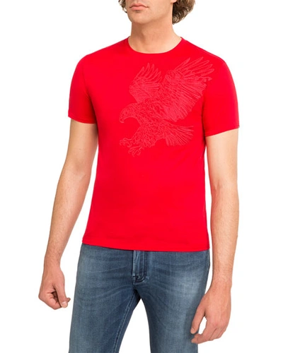 Stefano Ricci Embroidered Eagle Crewneck T-shirt In Red
