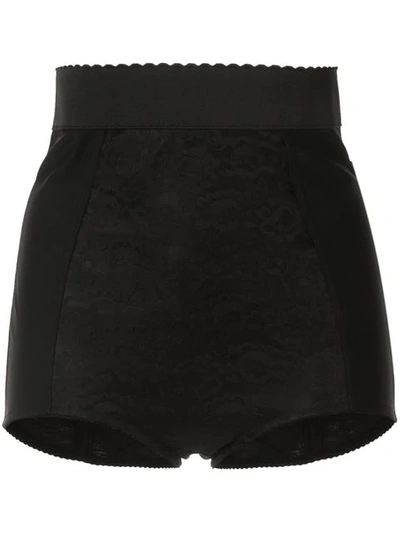 Dolce & Gabbana High Rise Lace Shorts In Black