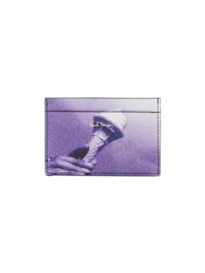 Paul Smith Double Exposure Leather Credit Card Case In Purple Multi