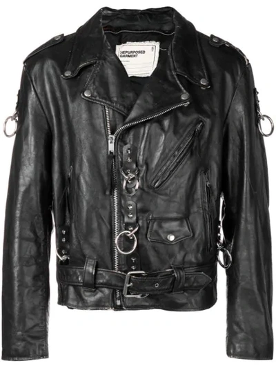 R13 Zipped Biker Jacket In Black