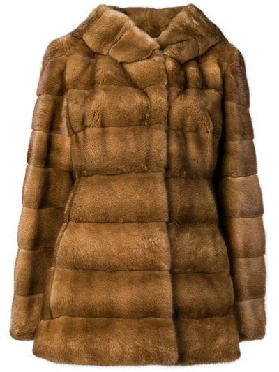 Liska Valencia Short Fur Coat In Brown
