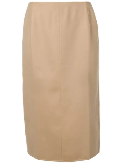 Agnona Cashmere Pencil Skirt In Brown