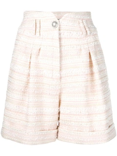 Balmain High Waist Tweed Shorts In Pink