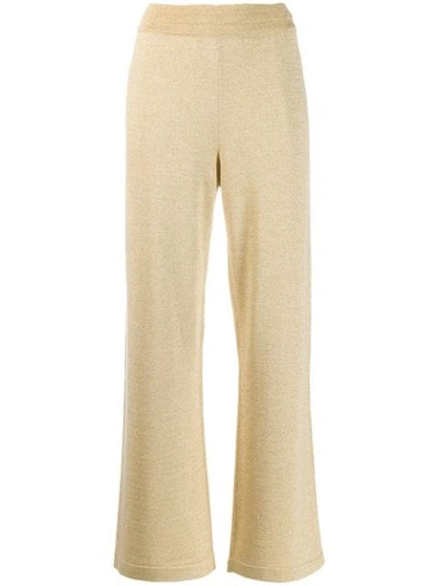 Moncler Metallic Flared Trousers In Yellow