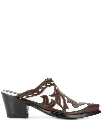Jessie Western Two-tone Mules In Brown