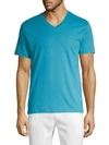 Saks Fifth Avenue V-neck Cotton Tee In Bay Blue
