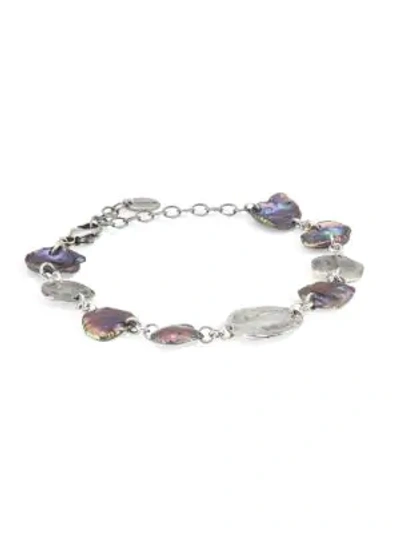 Chan Luu Sterling Silver & 10mm-12mm Flat Freshwater Pearl Bracelet In Multi