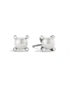 David Yurman Small Pearl Earrings With Diamonds In Silver Gold