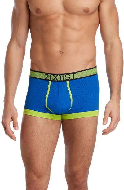 2(x)ist Stretch Mesh No Show Trunks In Lapis/ Lime Green